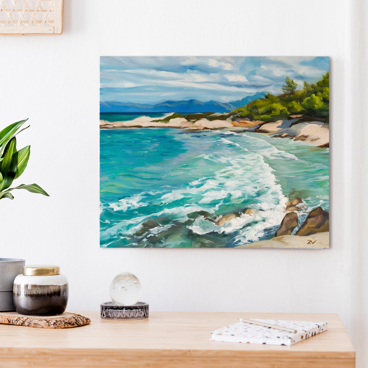 Original Serene Seascape Oil Painting on Canvas 20x24" - Signed Coastal Wall Art