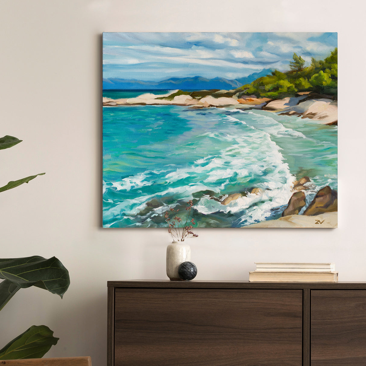 Original Serene Seascape Oil Painting on Canvas 20x24" - Signed Coastal Wall Art