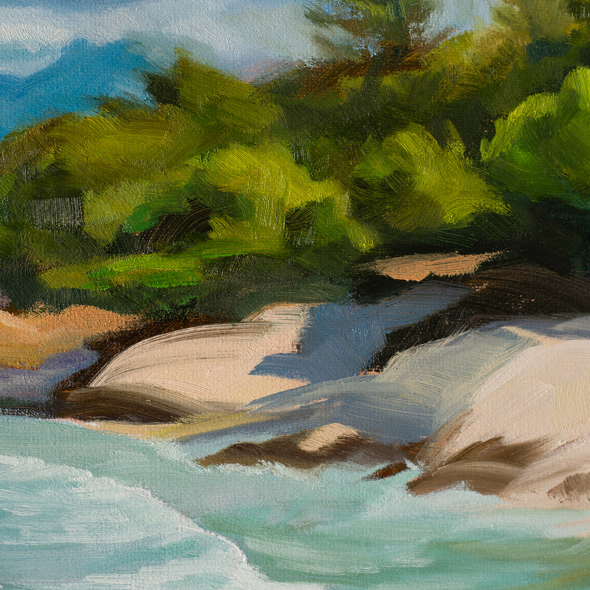 Original Serene Seascape Oil Painting on Canvas 20x24" - Signed Coastal Wall Art