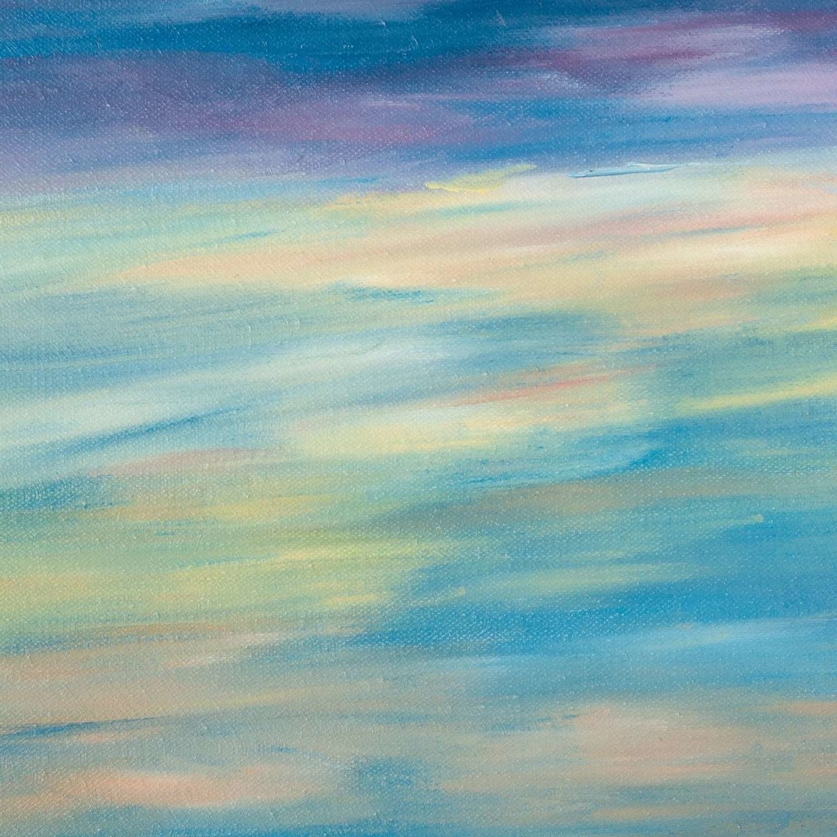 Original Abstract Oil Painting on Canvas - Morning glow over the sea