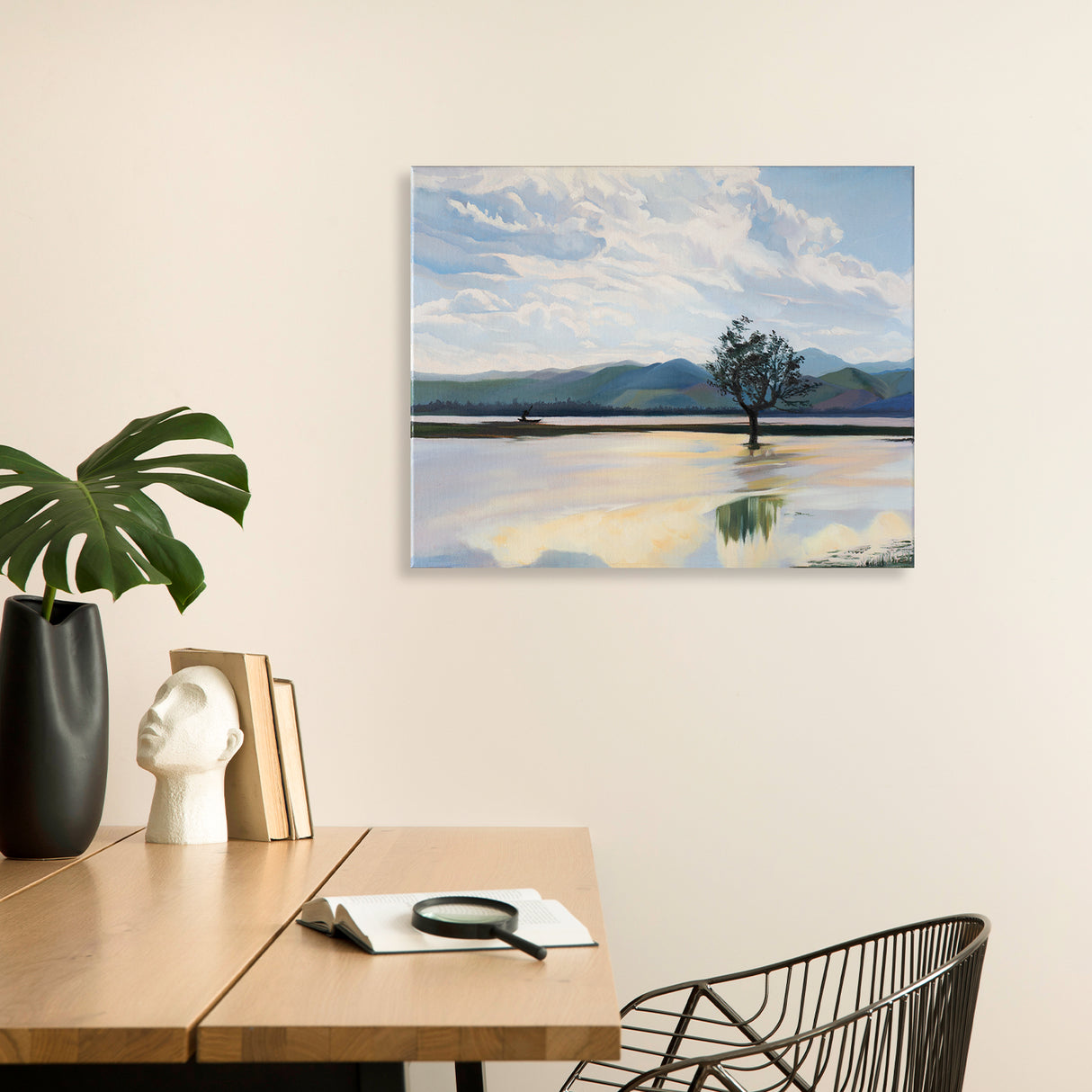 LohillArt Original Art | Landscape Oil Painting on Canvas | By the Lake | 20 x 16 inches