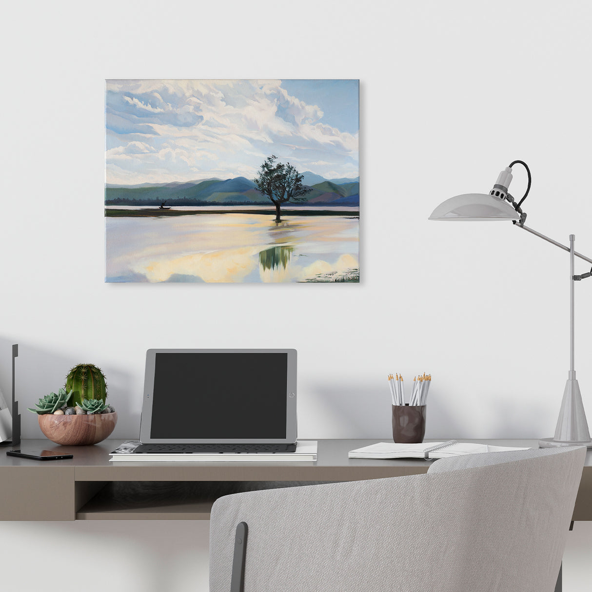 LohillArt Original Art | Landscape Oil Painting on Canvas | By the Lake | 20 x 16 inches