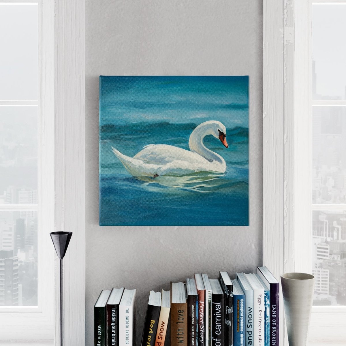 Original Oil Painting on Canvas - Swan
