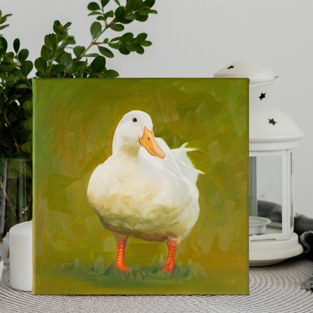 Original Oil Painting on Canvas - Duck